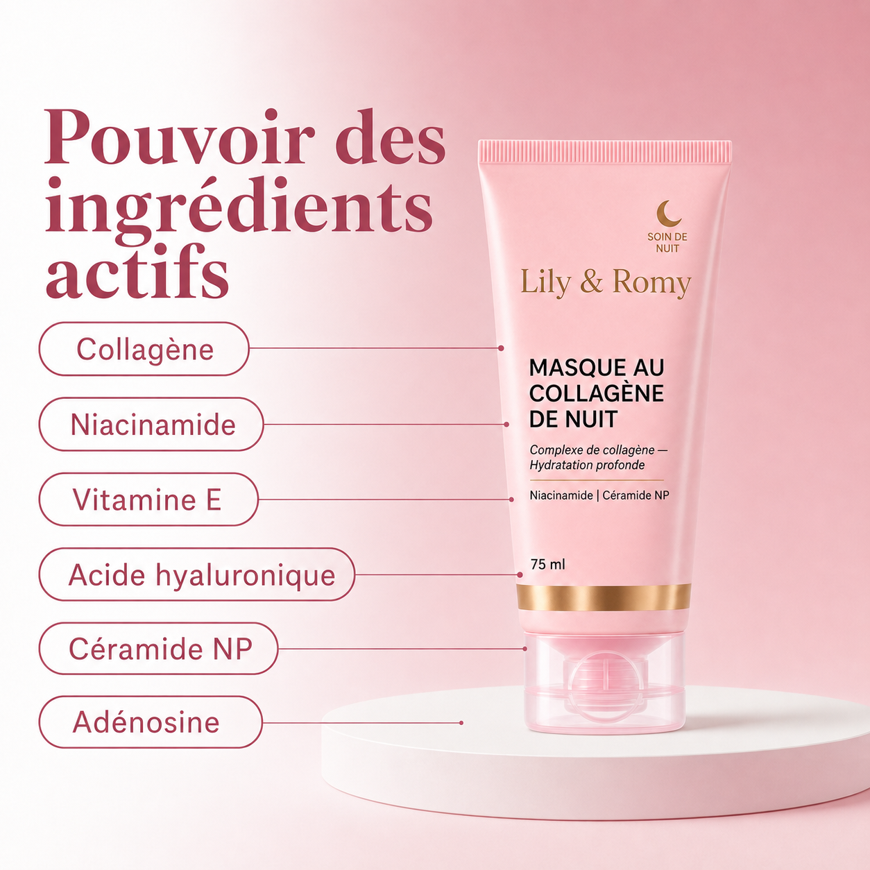 Masque au Collagène de Nuit | 75 ml – Collagène + Niacinamide