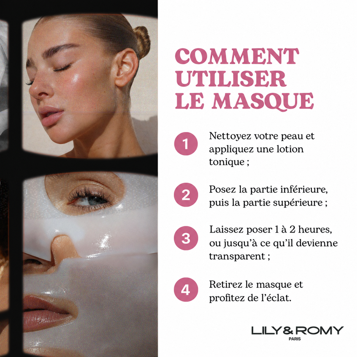 Le masque de Lily appliqué sur le visage