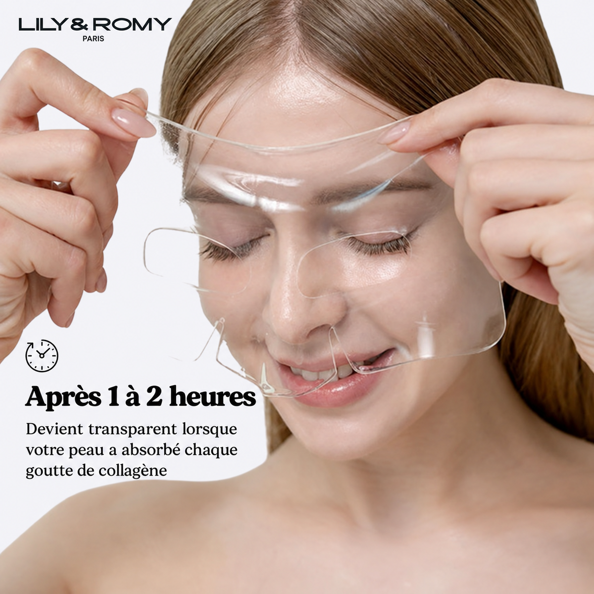 Le masque de Lily — masque transparent après 1 à 2 heures