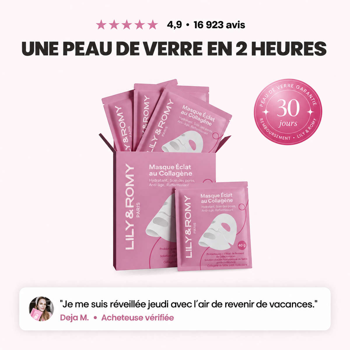 Le coffret et les sachets du Masque de Lily par Lily et Romy