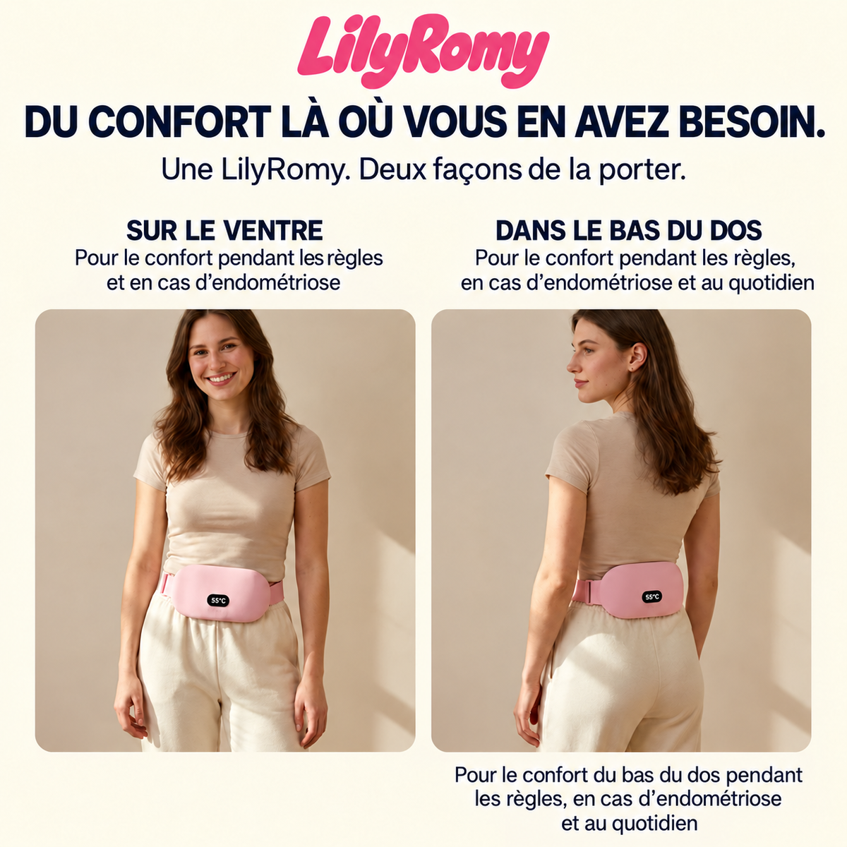 LilyRomy : confort sur le ventre et dans le bas du dos