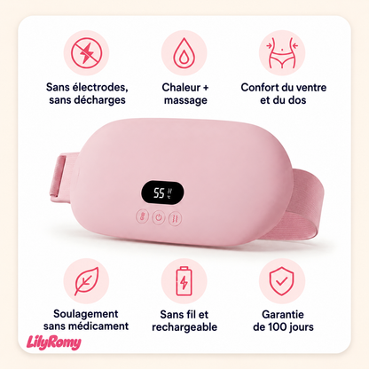 Ceinture chauffante et massante LilyRomy sans fil et rechargeable