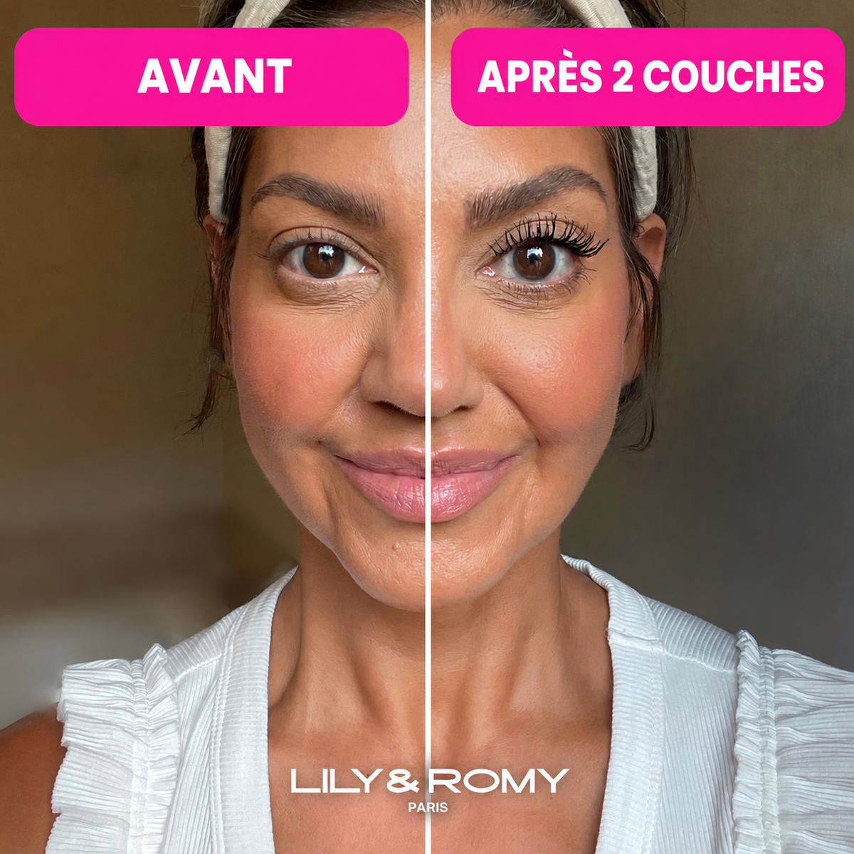 Le Mascara de Romy — avant et après 2 couches