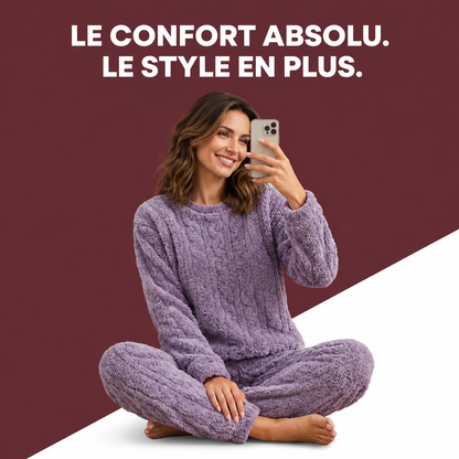 Pyjama Cosy lilas porté — confort et style